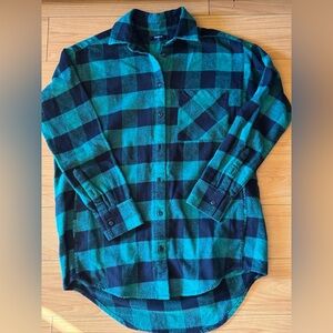 Madewell Teal and Black Checkered Shirt
